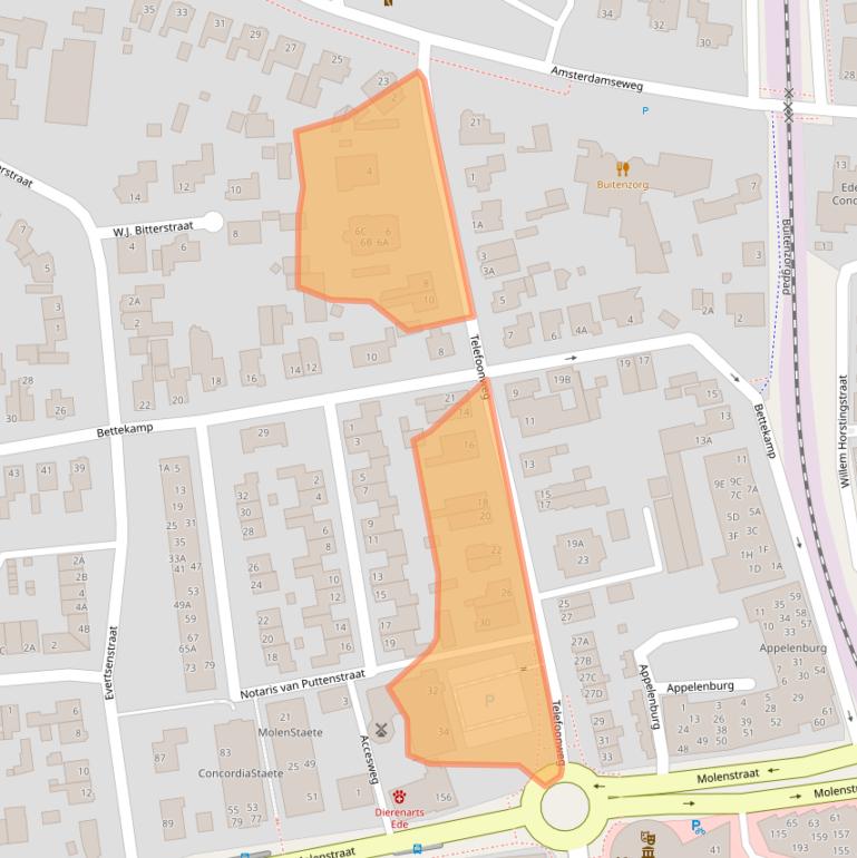 Kaart van postcodegebied 6712GC.