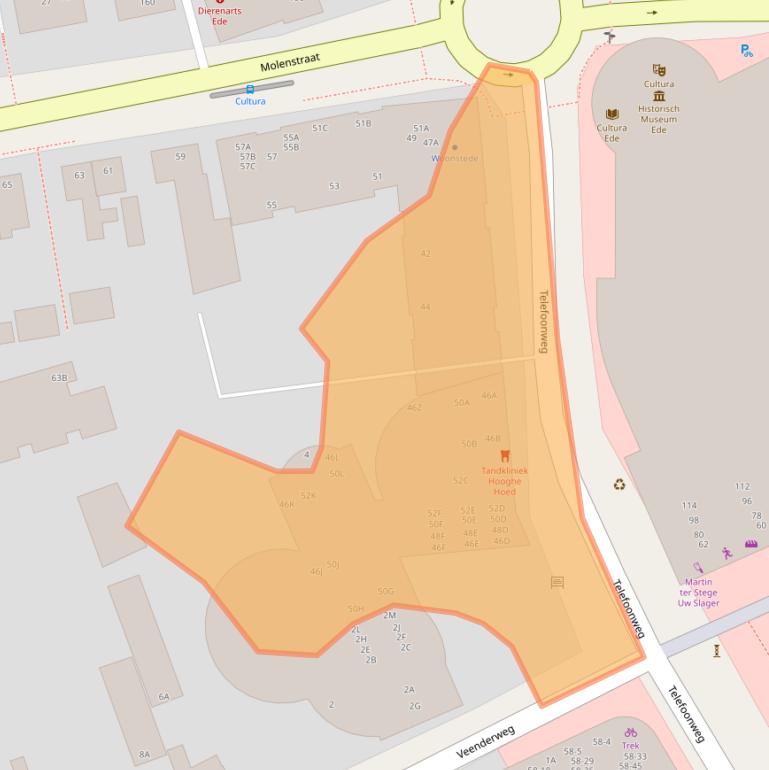 Kaart van postcodegebied 6712GD.