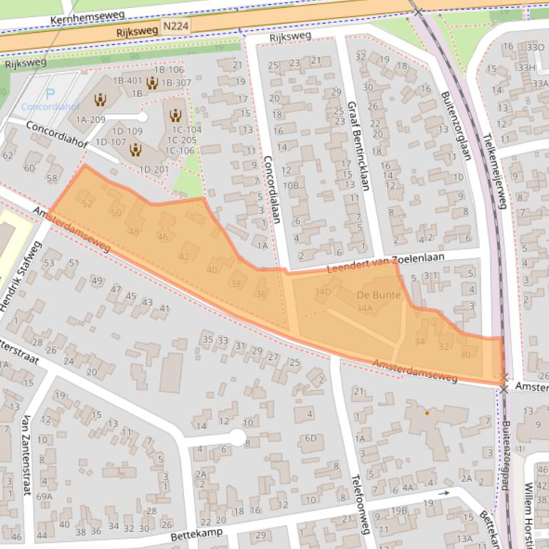 Kaart van postcodegebied 6712GJ.