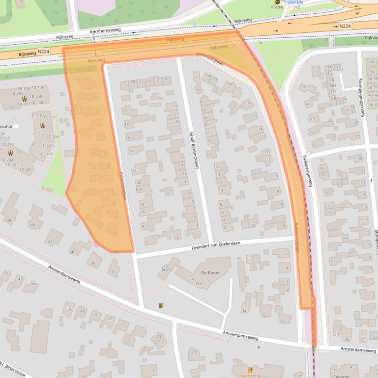Kaart van postcodegebied 6712GL.