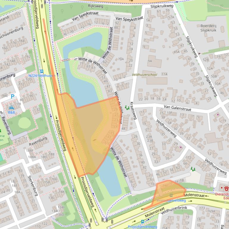 Kaart van postcodegebied 6712HA.