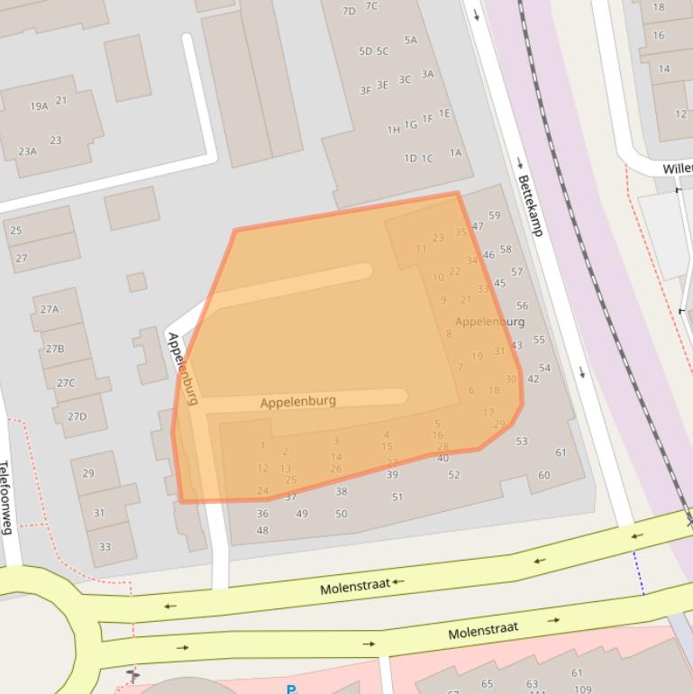 Kaart van postcodegebied 6712JG.