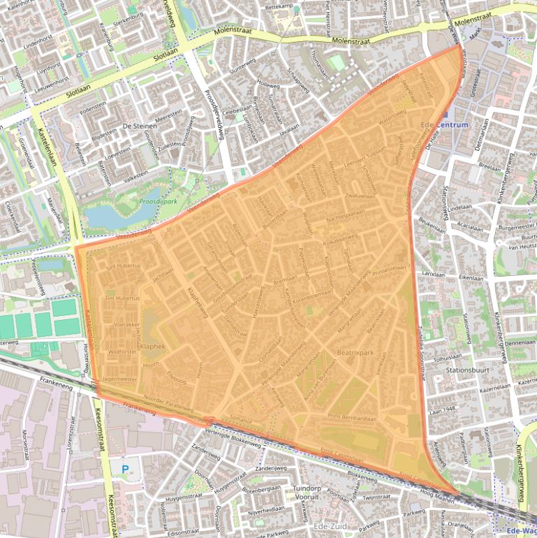 Kaart van postcodegebied 6713.