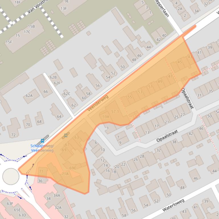 Kaart van postcodegebied 6713AC.