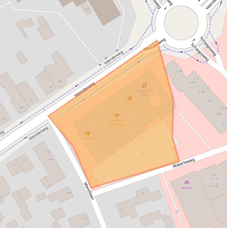 Kaart van postcodegebied 6713AD.