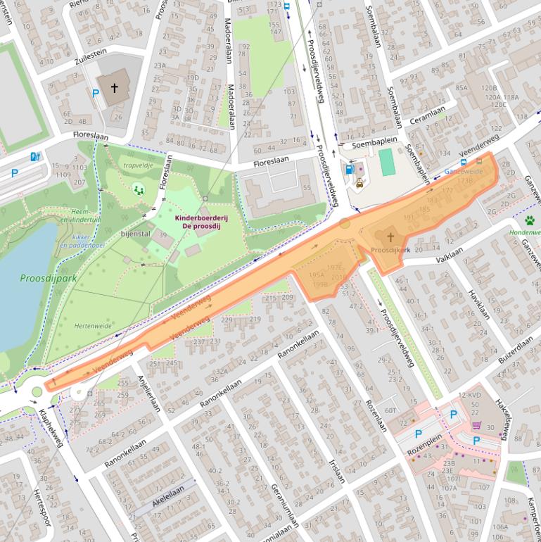 Kaart van postcodegebied 6713AG.