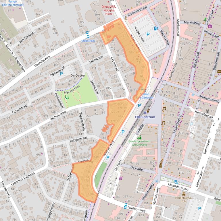 Kaart van postcodegebied 6713AL.