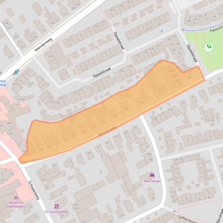 Kaart van postcodegebied 6713AT.