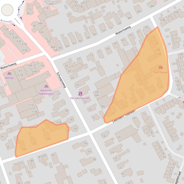 Kaart van postcodegebied 6713AW.