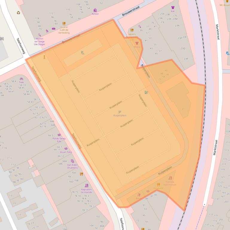 Kaart van postcodegebied 6713AX.