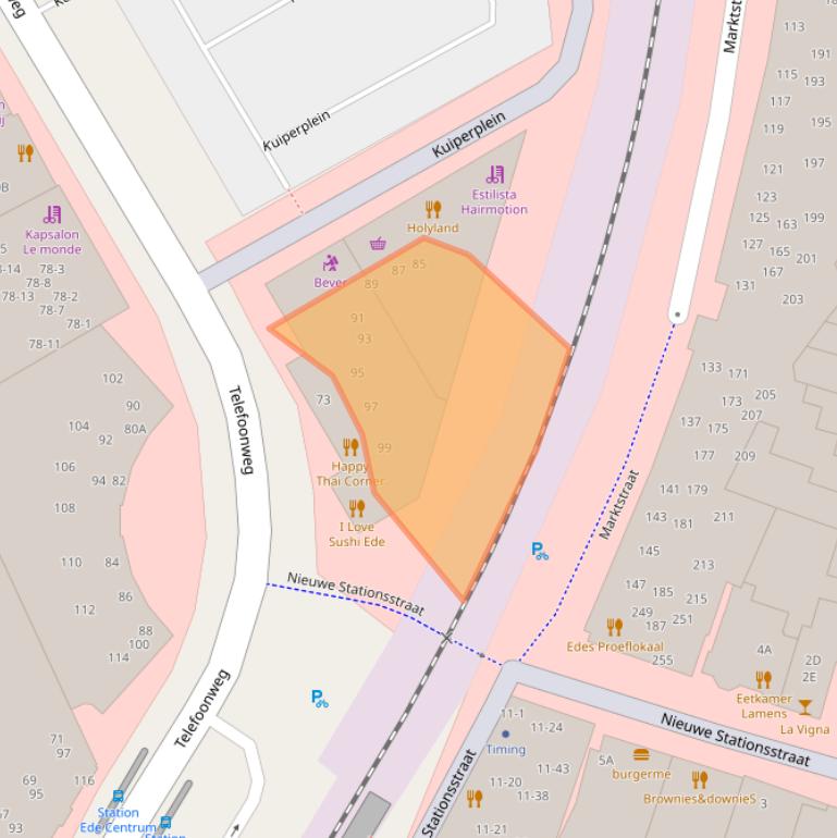 Kaart van postcodegebied 6713AZ.