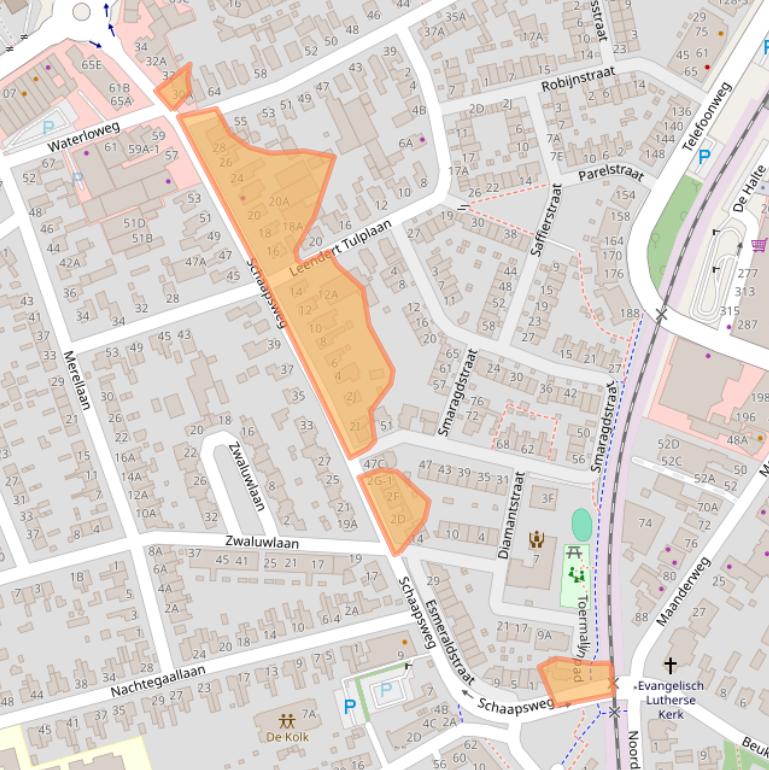 Kaart van postcodegebied 6713BC.