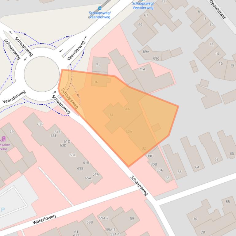 Kaart van postcodegebied 6713BD.