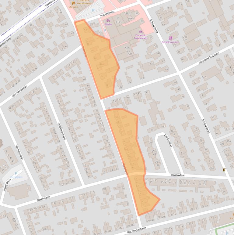 Kaart van postcodegebied 6713BH.