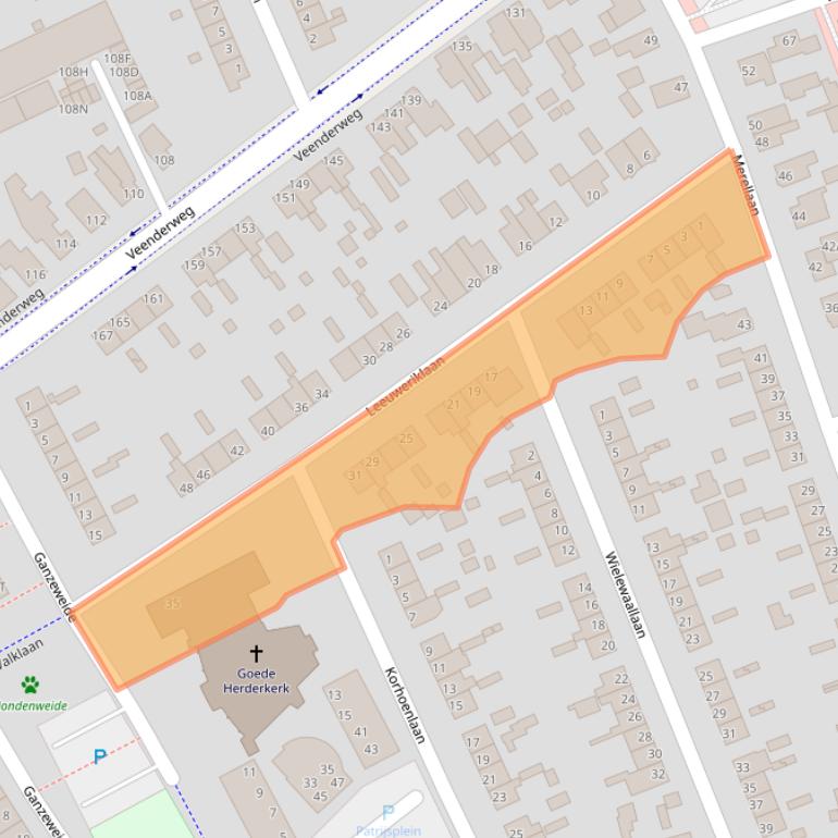 Kaart van postcodegebied 6713BN.
