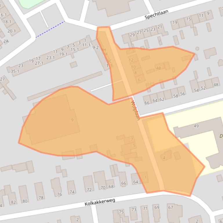 Kaart van postcodegebied 6713BT.