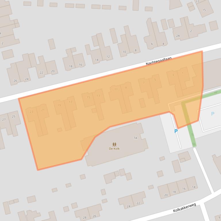 Kaart van postcodegebied 6713BV.