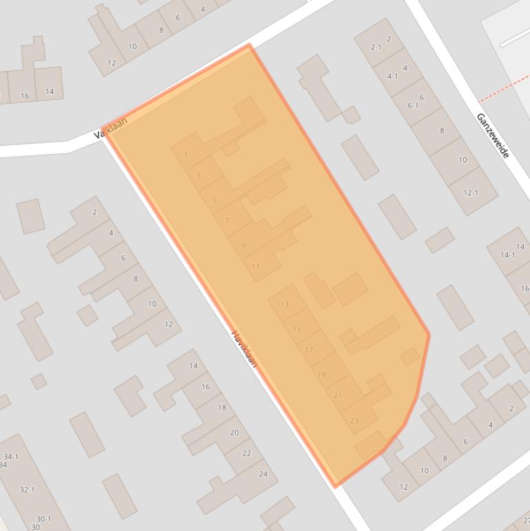 Kaart van postcodegebied 6713CC.