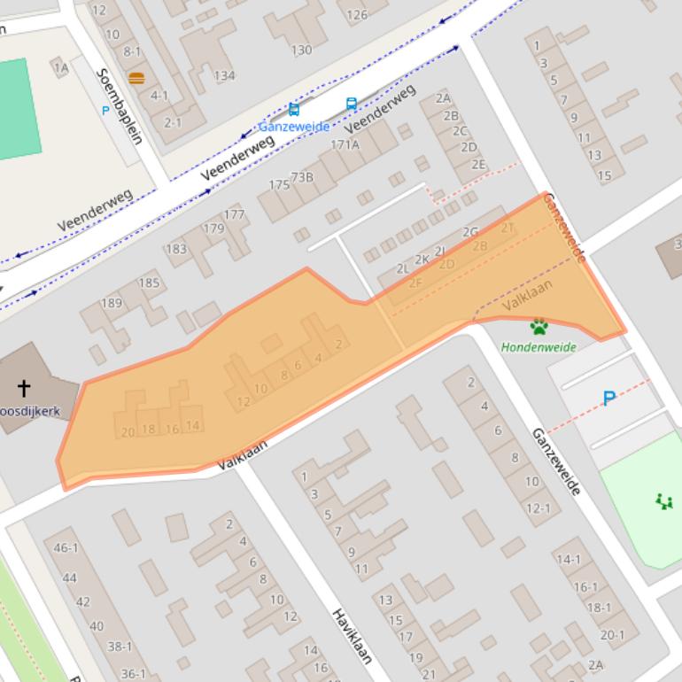 Kaart van postcodegebied 6713CE.