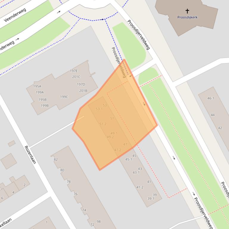 Kaart van postcodegebied 6713CN.