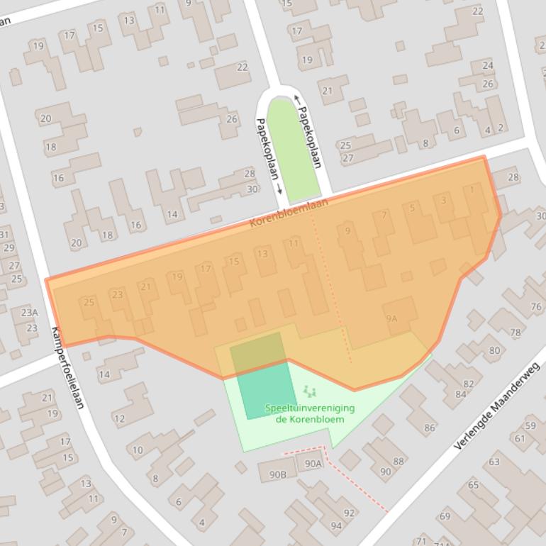Kaart van postcodegebied 6713DW.