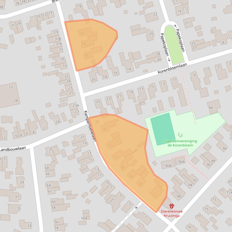 Kaart van postcodegebied 6713EE.