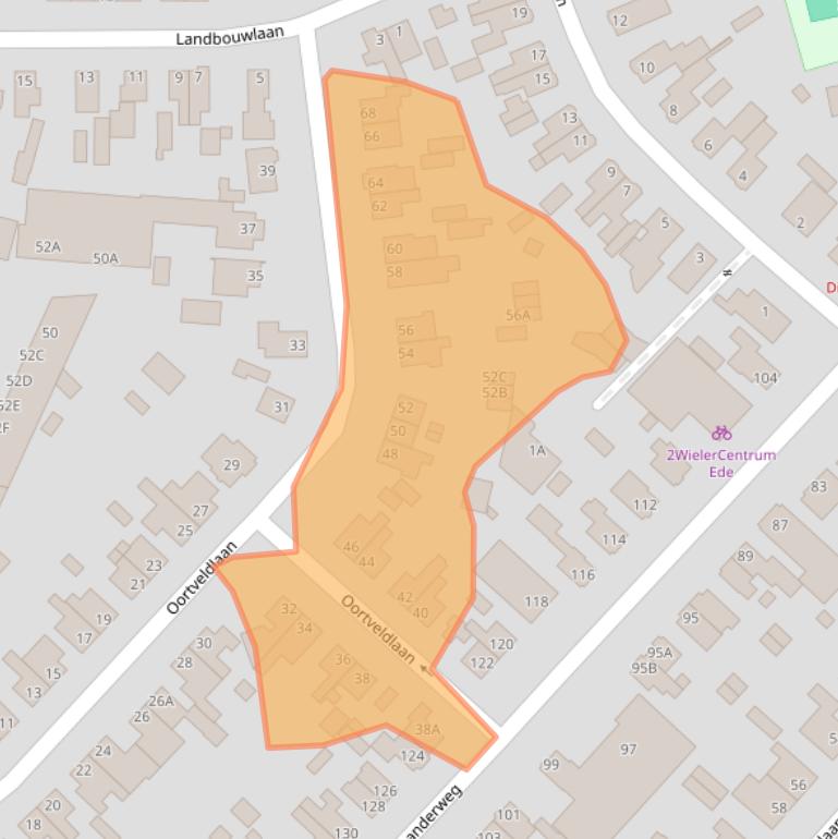 Kaart van postcodegebied 6713EM.