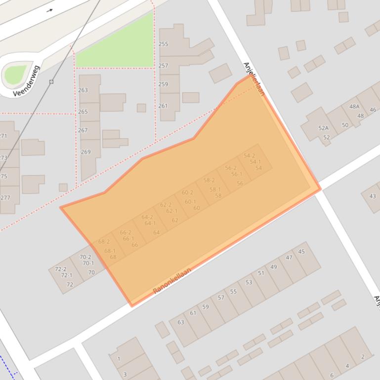 Kaart van postcodegebied 6713GP.