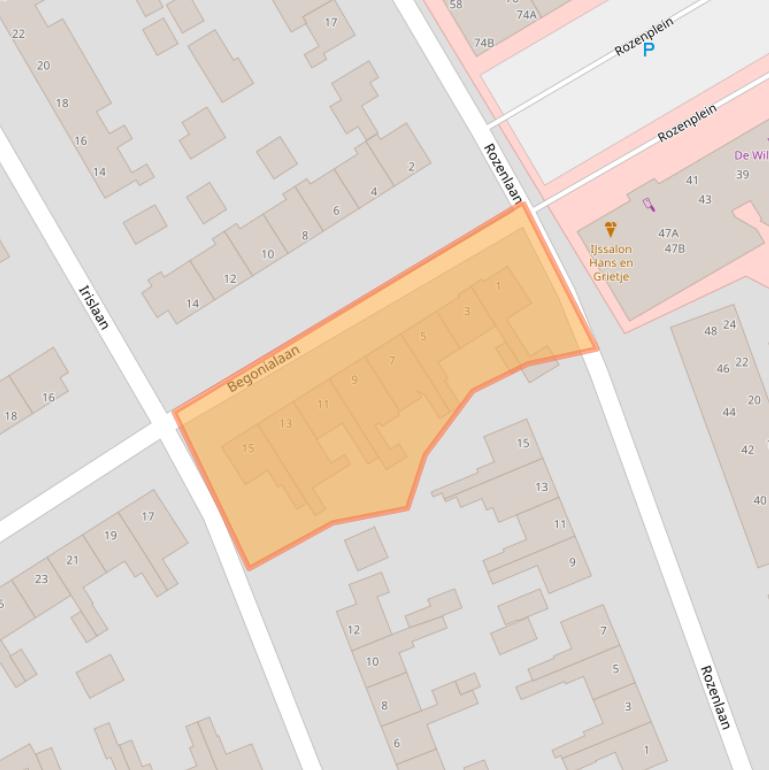 Kaart van postcodegebied 6713GS.