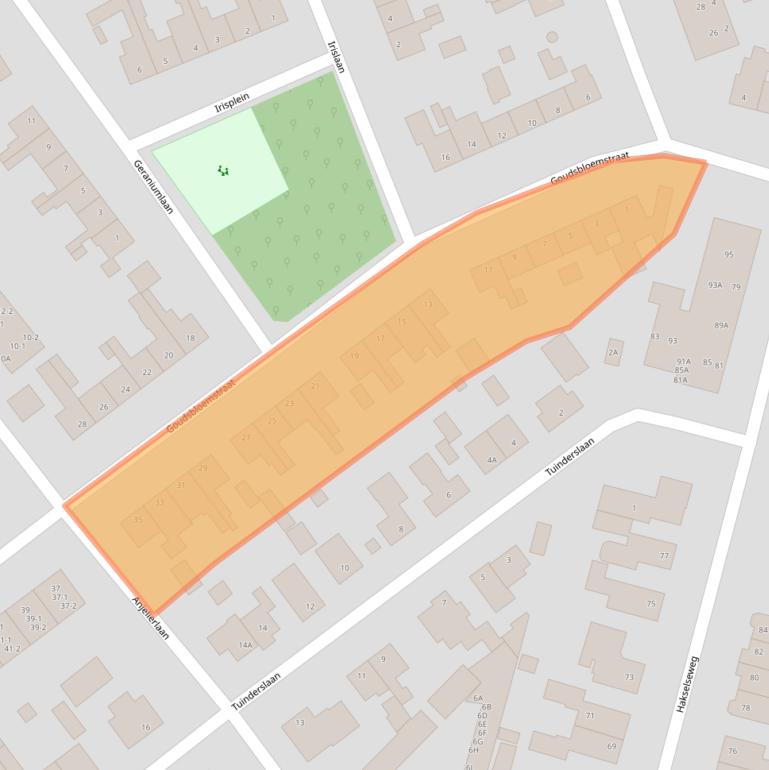 Kaart van postcodegebied 6713HA.