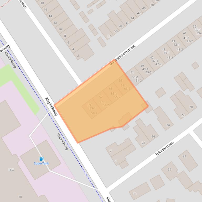 Kaart van postcodegebied 6713HC.