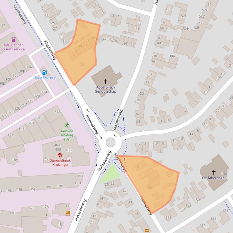 Kaart van postcodegebied 6713HM.