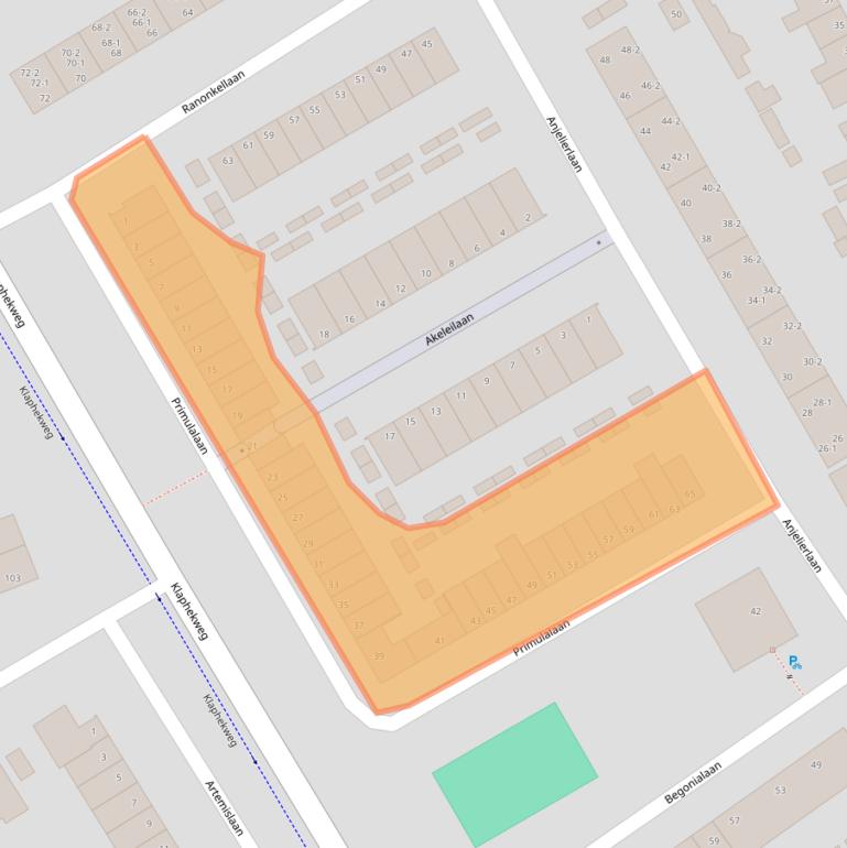 Kaart van postcodegebied 6713HW.