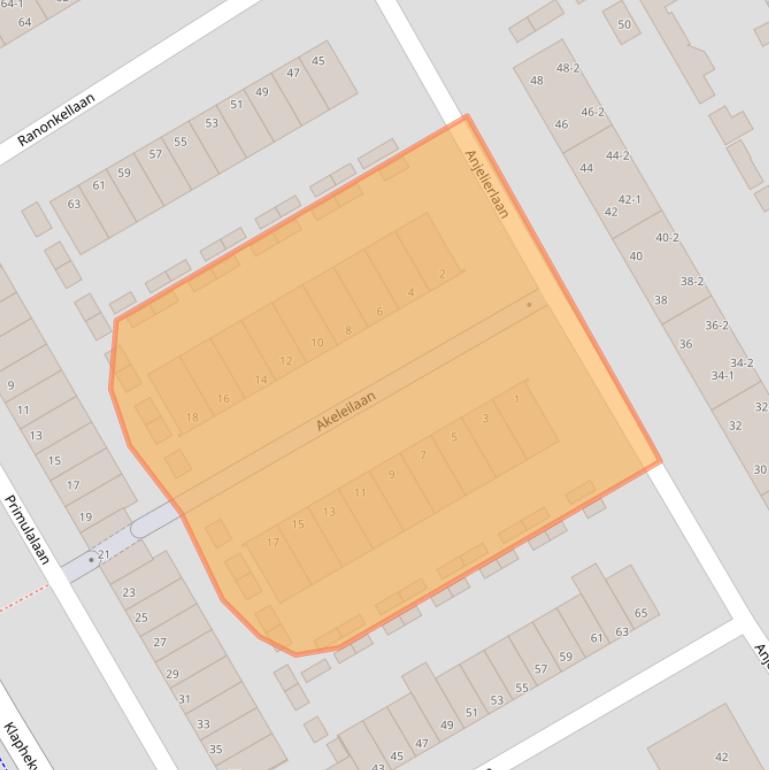 Kaart van postcodegebied 6713HX.