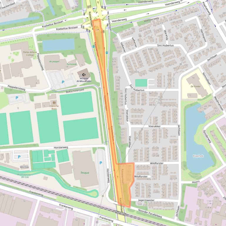 Kaart van postcodegebied 6713KD.