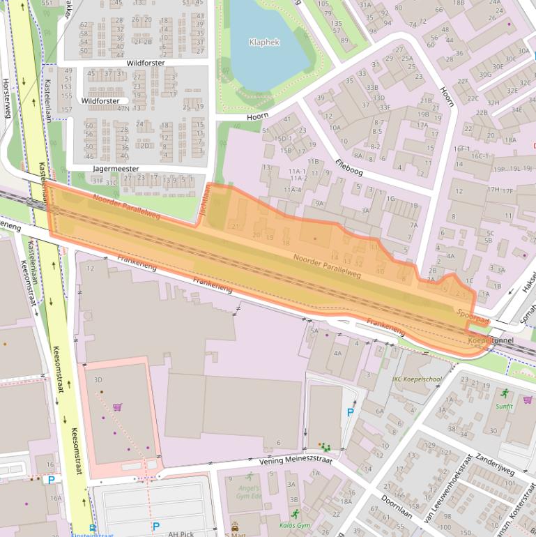 Kaart van postcodegebied 6713KN.