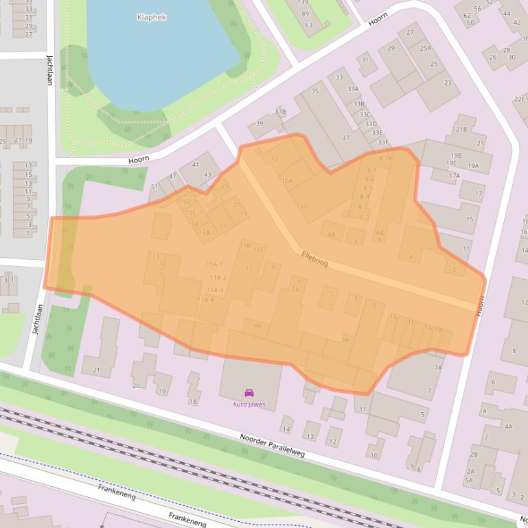 Kaart van postcodegebied 6713KP.