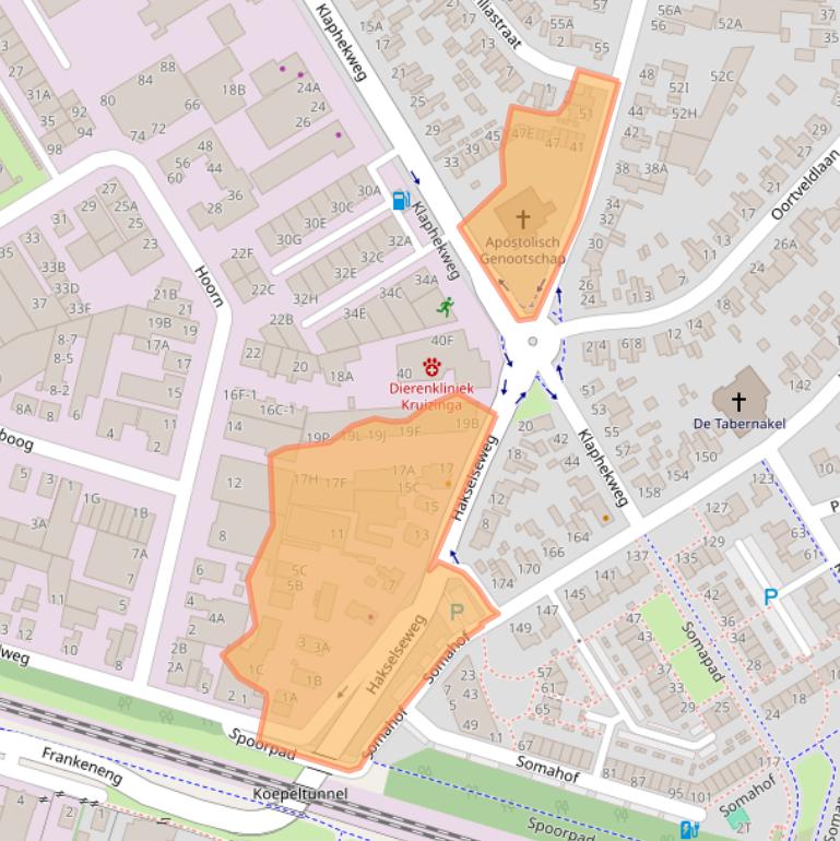 Kaart van postcodegebied 6713KT.