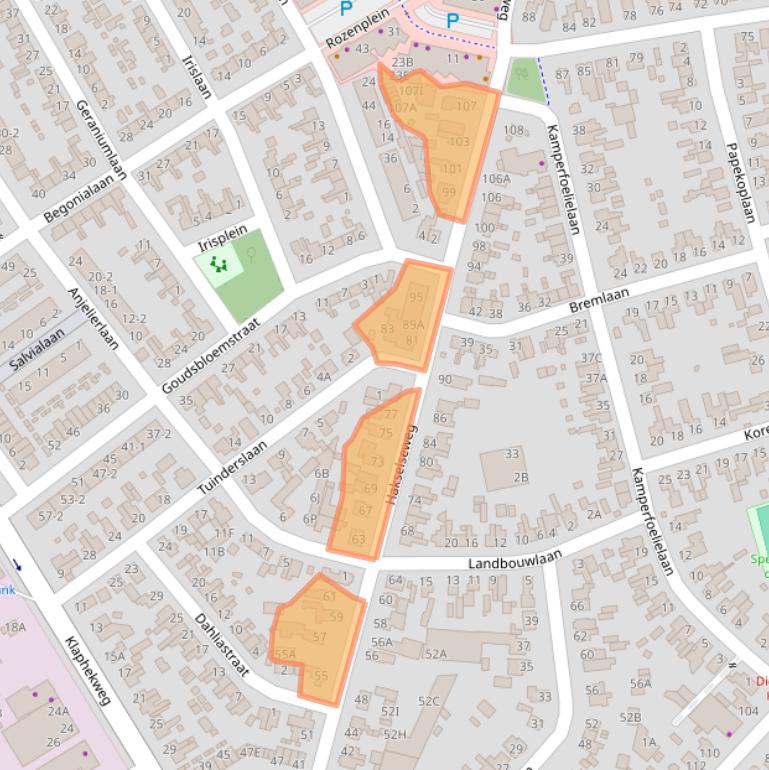 Kaart van postcodegebied 6713KV.