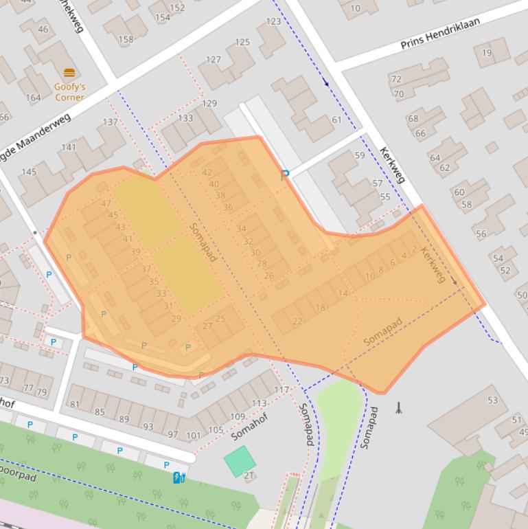 Kaart van postcodegebied 6713LA.