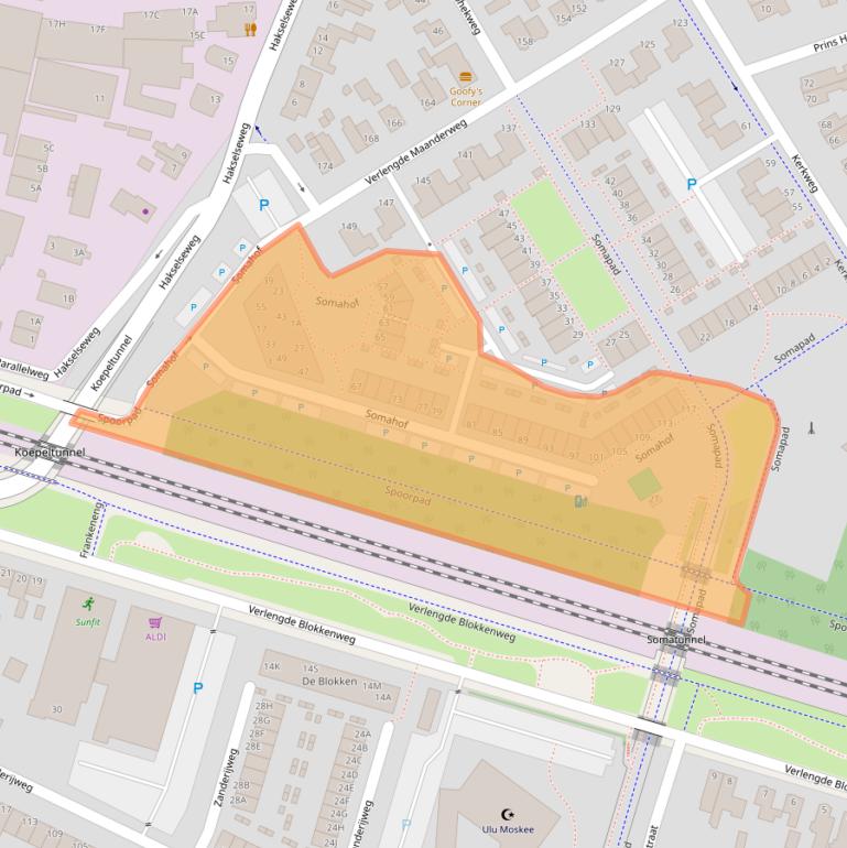 Kaart van postcodegebied 6713LB.