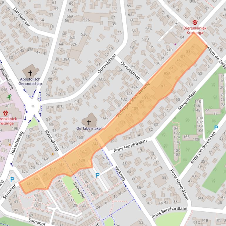 Kaart van postcodegebied 6713LG.