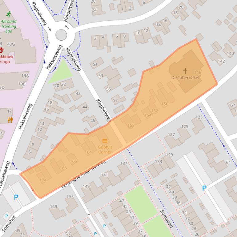 Kaart van postcodegebied 6713LN.