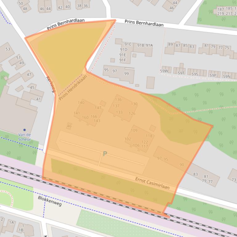 Kaart van postcodegebied 6713LV.