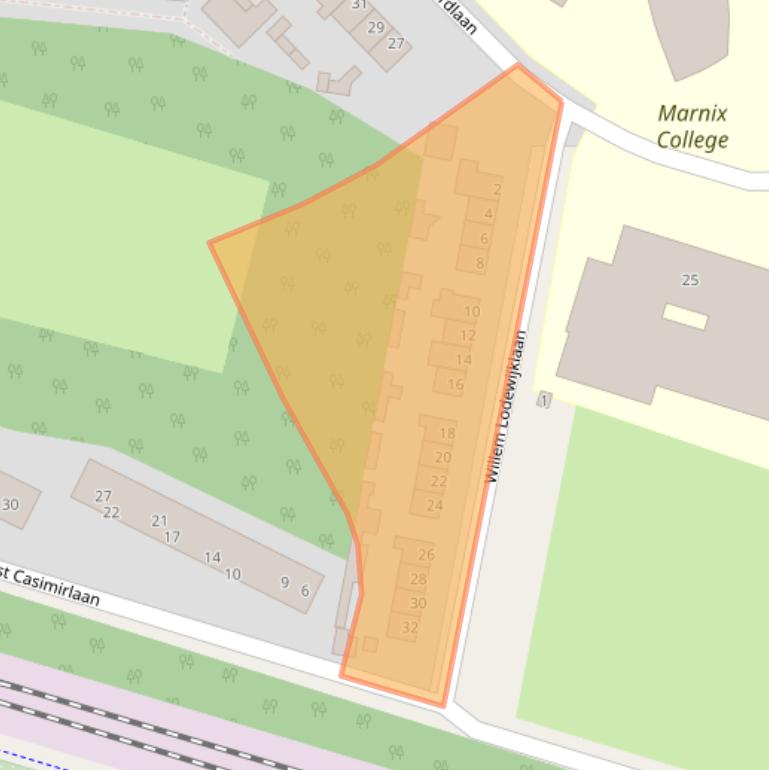 Kaart van postcodegebied 6713LW.