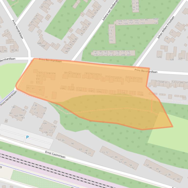 Kaart van postcodegebied 6713MB.