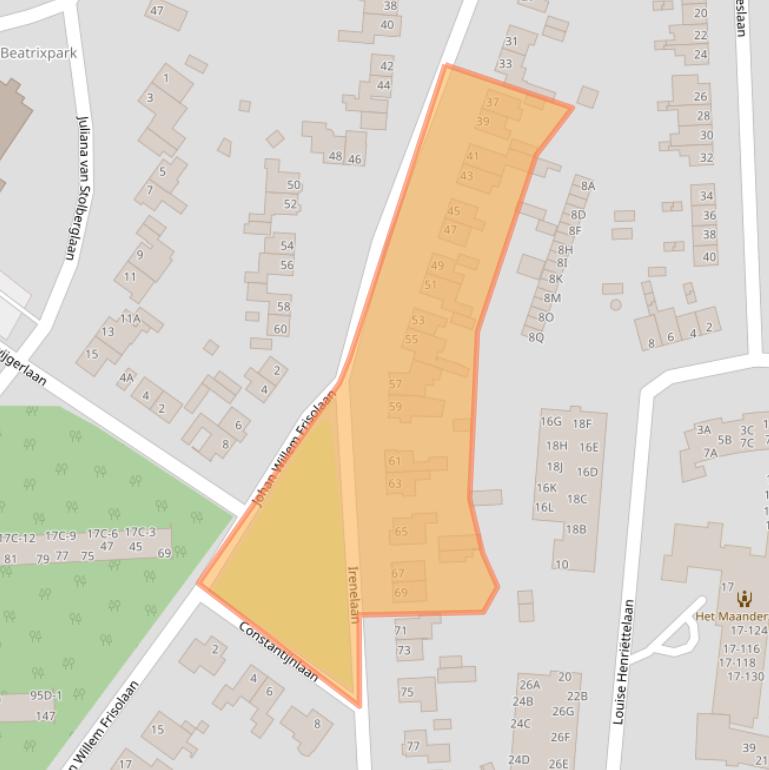 Kaart van postcodegebied 6713MT.