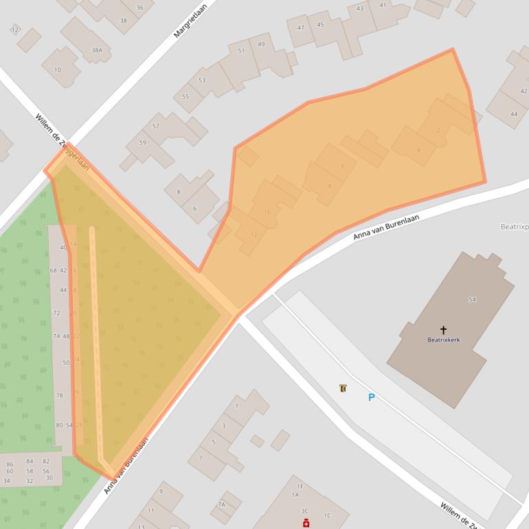 Kaart van postcodegebied 6713NJ.