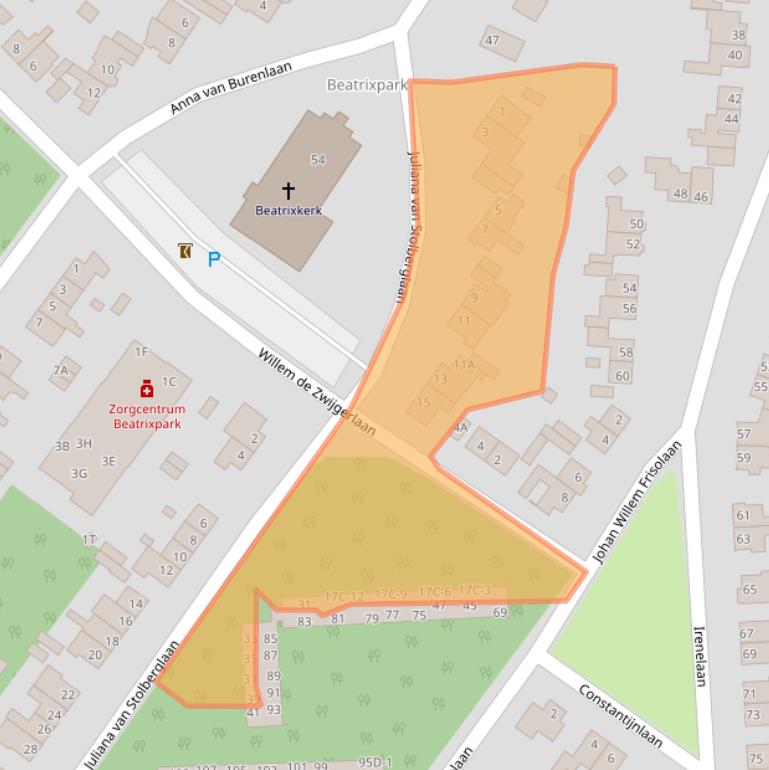 Kaart van postcodegebied 6713PA.