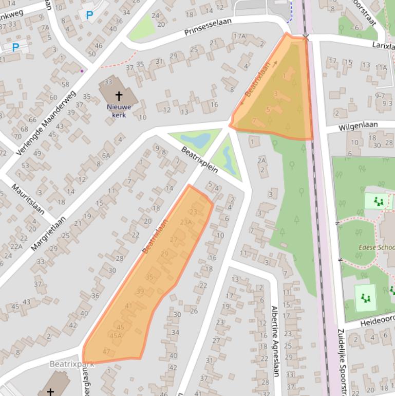 Kaart van postcodegebied 6713PR.